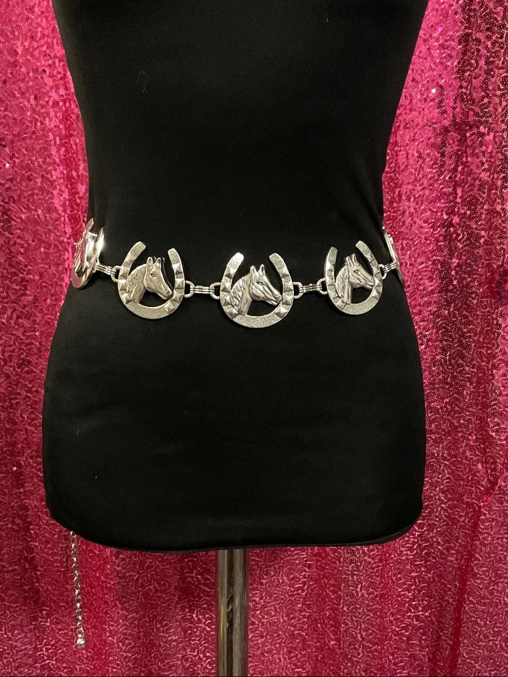 Silver Horse & Horseshoe Link Waist Belt - Women's Accessory
